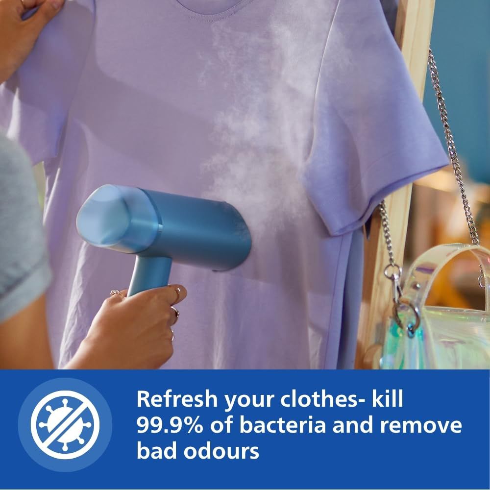 PHILIPS 3000 Series 1000 Watts Handheld Garment Steamer (100ml Water Tank, 1 Modes, Foldable, Reno Blue)_5