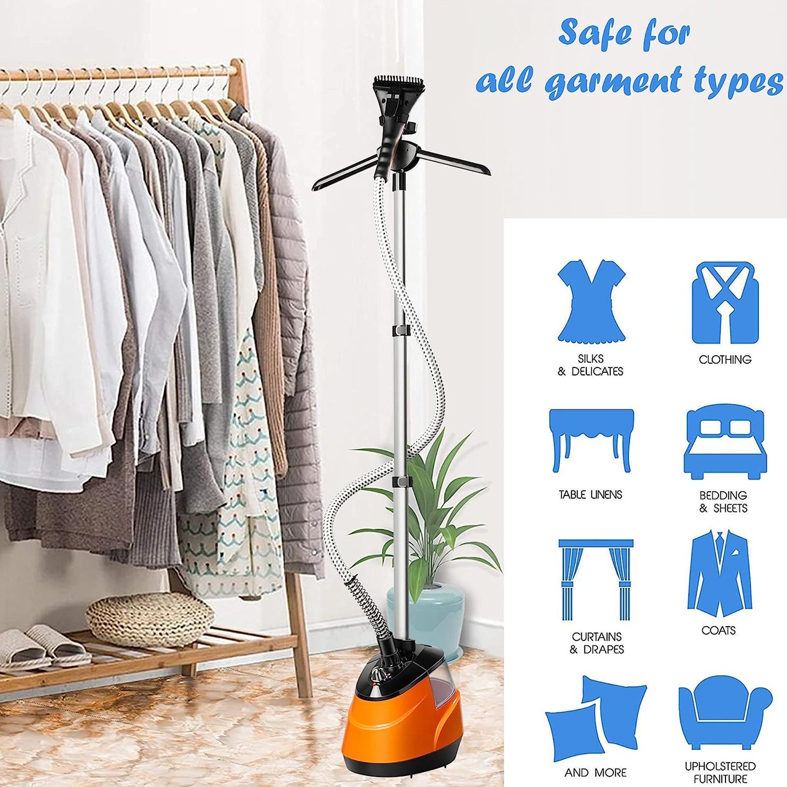 WARMEX 2200 Watts Standing Garment Steamer (2200ml Water Tank, 4 Modes, Indicator Light, Orange)_4