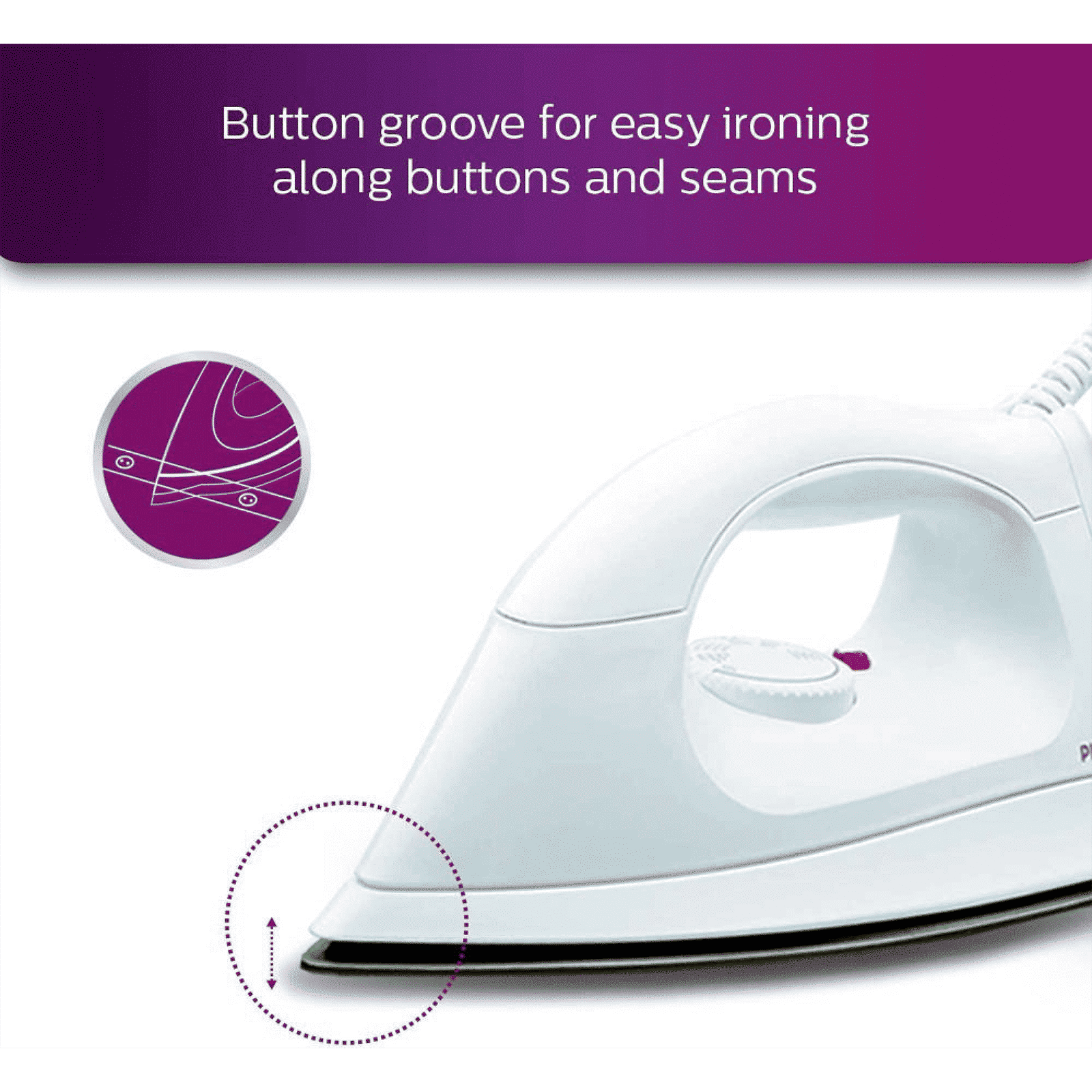 PHILIPS HI114 1000 Watts Dry Iron (Iron Temperature-ready Light, White) PHILIPS HI114 1000 Watts Dry Iron (Iron Temperature-ready Light, White)_10