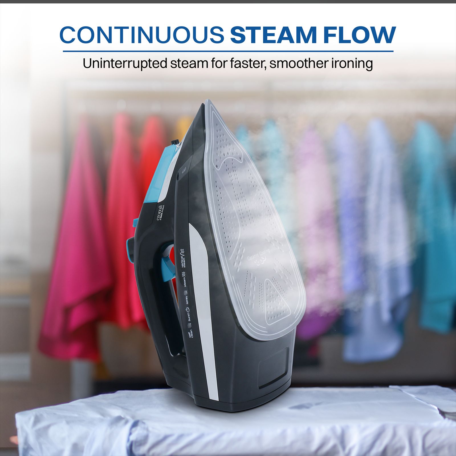 Croma 2000 Watts 300ml Steam Iron (Self Clean Function, Aqua Blue)_2
