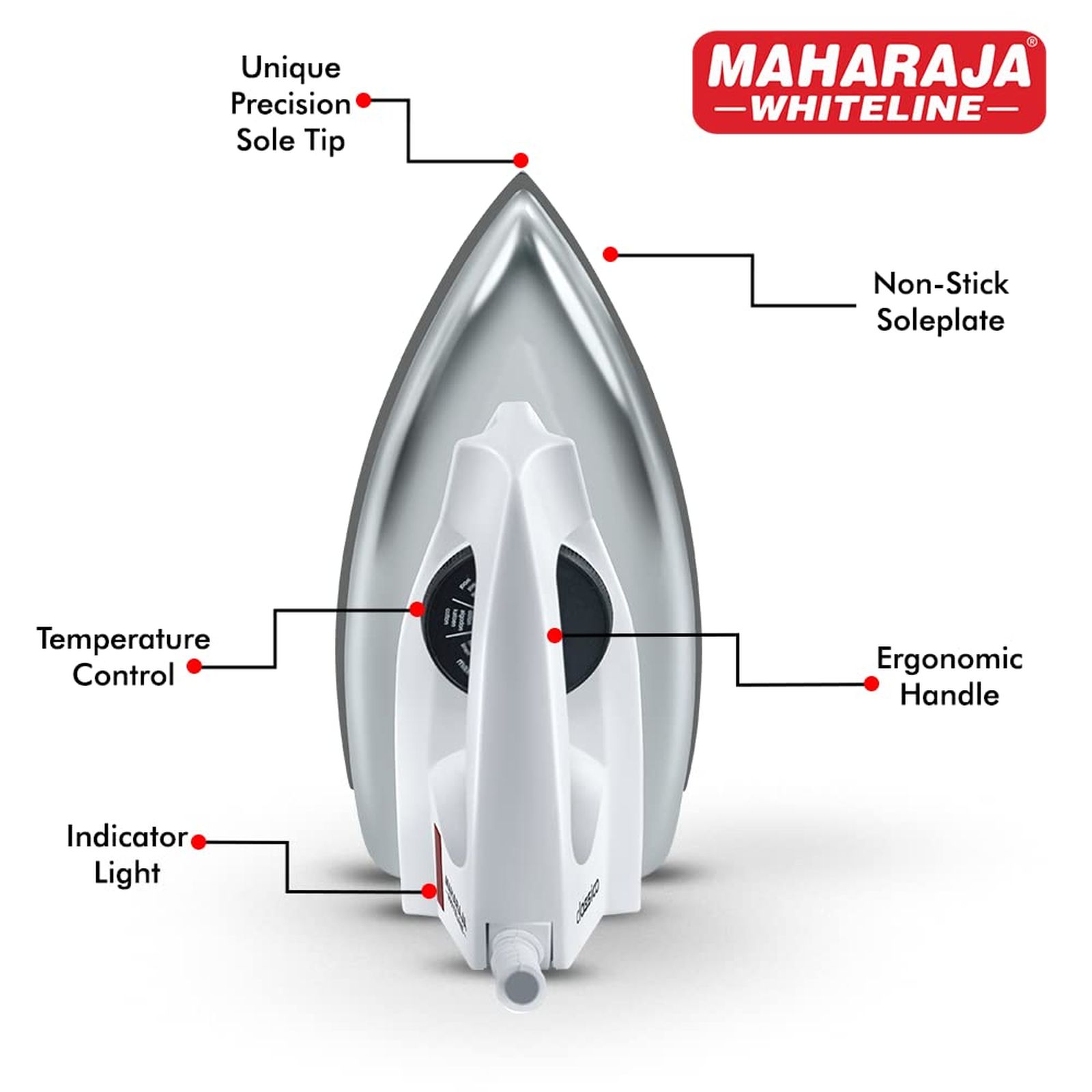 MAHARAJA WHITELINE Classico 1000 Watts Dry Iron (ISI Certified, White) MAHARAJA WHITELINE Classico 1000 Watts Dry Iron (ISI Certified, White)_9