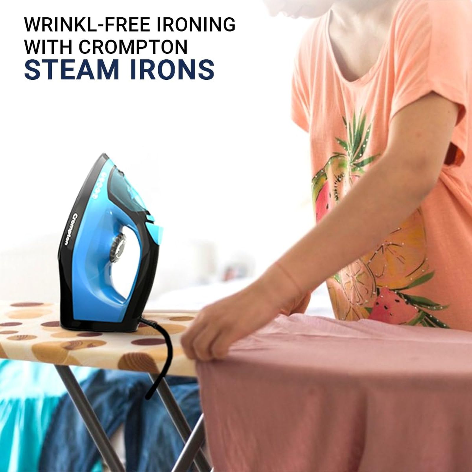 Crompton FabrimaX Plus 1250 Watts 200ml Steam Iron (6 Fabric Settings, Black & Blue) Crompton FabrimaX Plus 1250 Watts 200ml Steam Iron (6 Fabric Settings, Black & Blue)_6