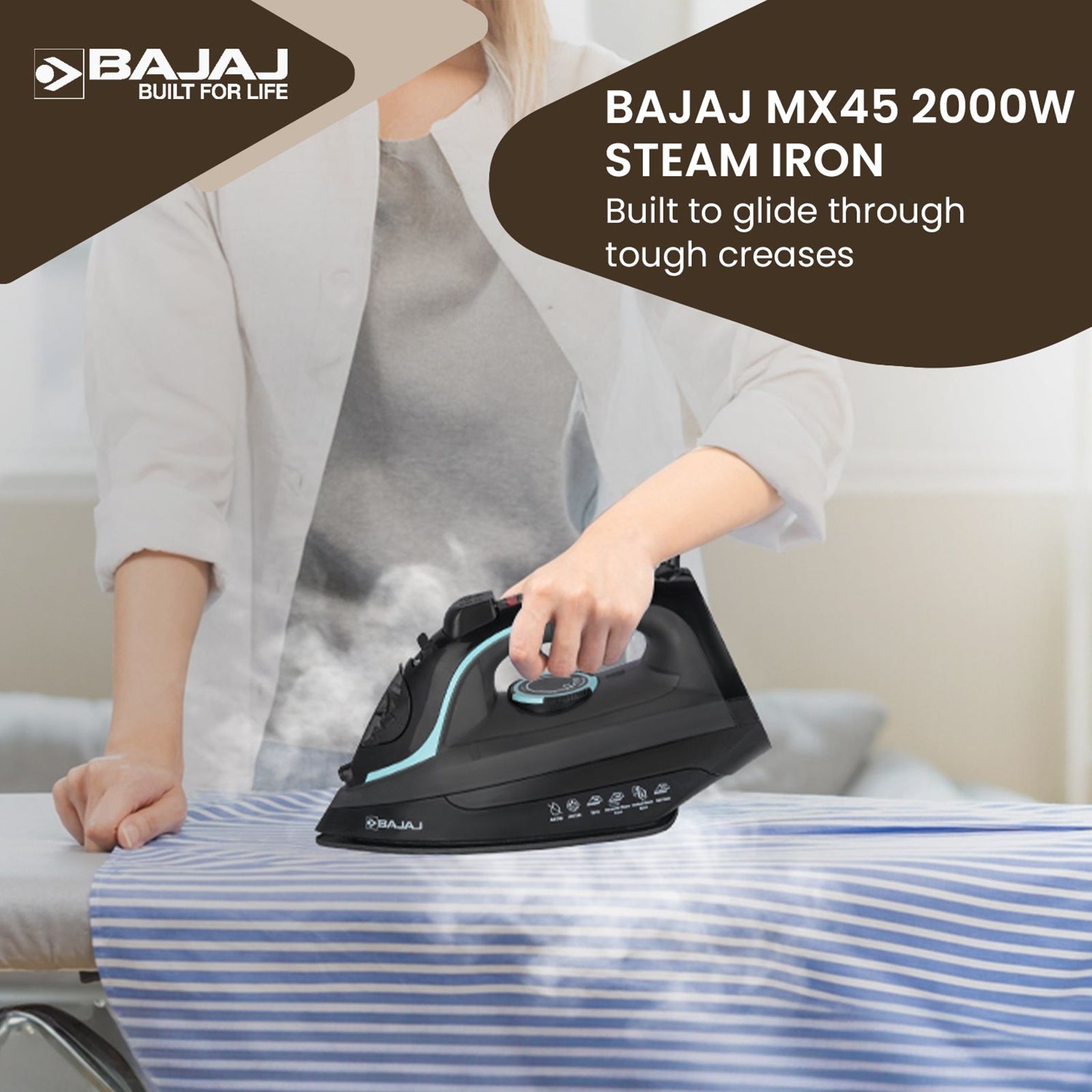 BAJAJ MX 45 2000 Watts 220ml Steam Iron (Anti Drip Technology, Black & Grey)_11