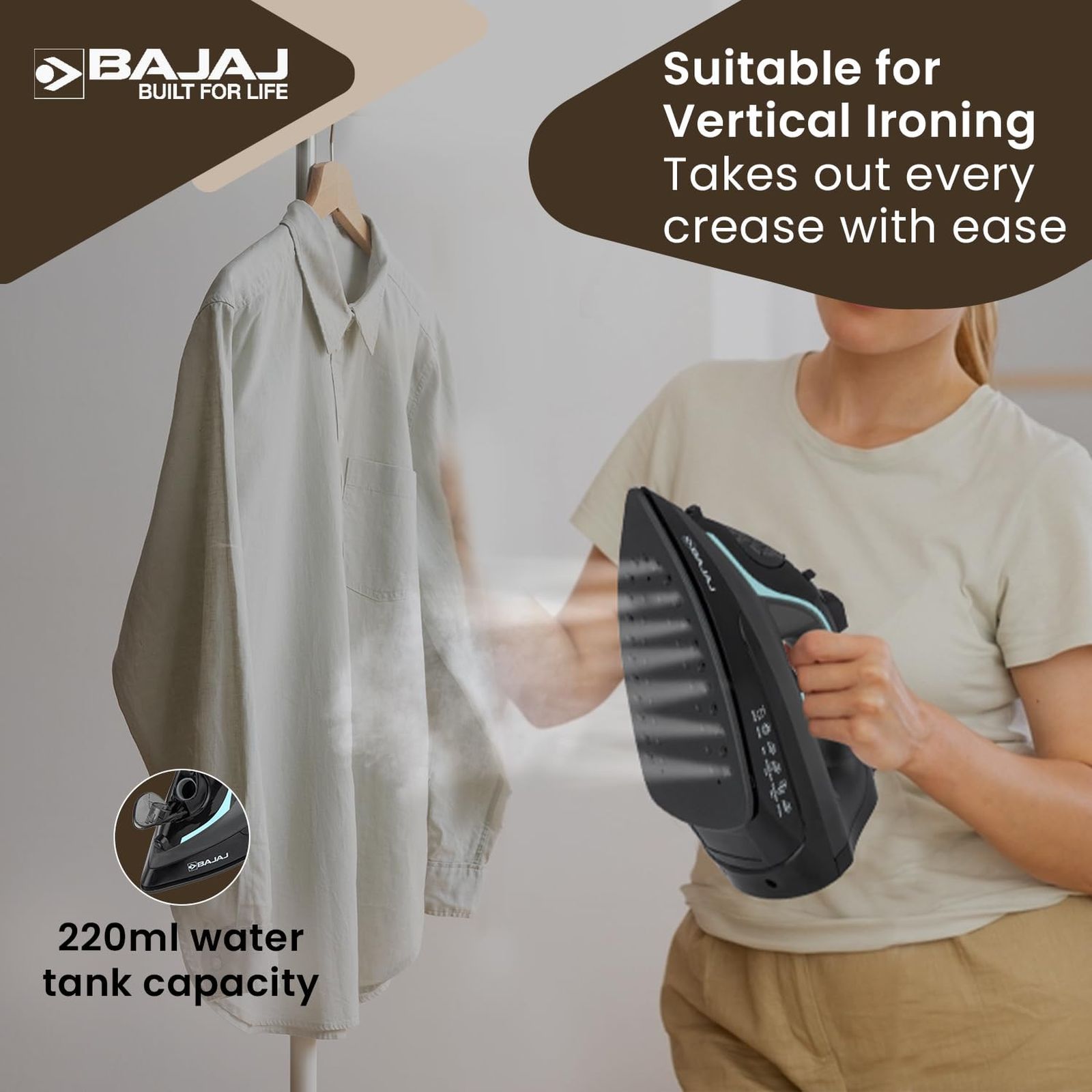 BAJAJ MX 45 2000 Watts 220ml Steam Iron (Anti Drip Technology, Black & Grey)_5