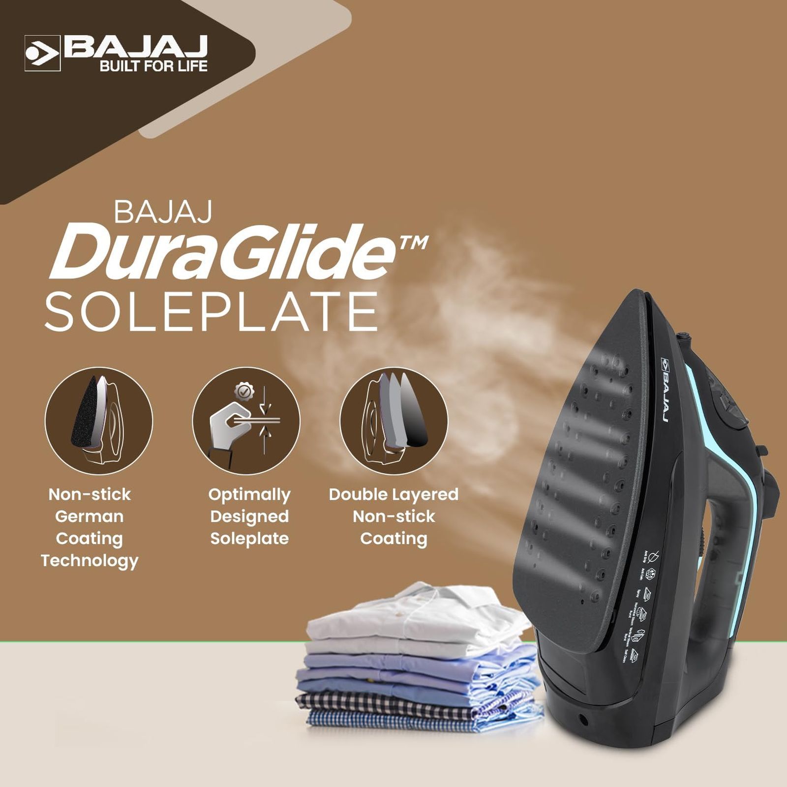 BAJAJ MX 45 2000 Watts 220ml Steam Iron (Anti Drip Technology, Black & Grey)_6