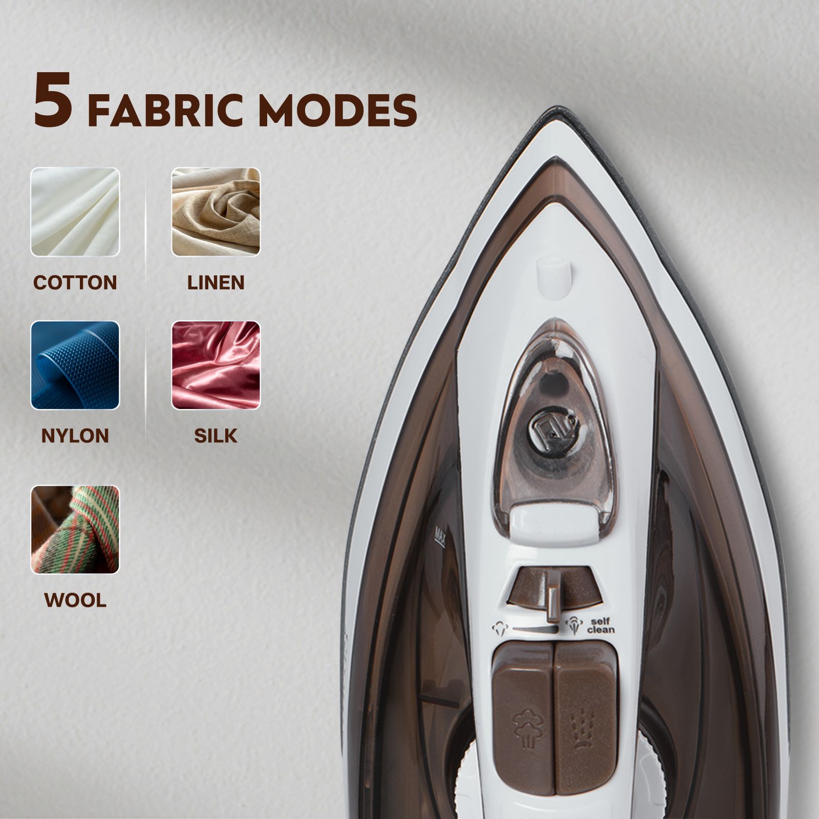 Croma 1600 Watts 210ml Steam Iron (2025 Model, 360 Degree Swivel Cord, Brown) Croma 1600 Watts 210ml Steam Iron (2025 Model, 360 Degree Swivel Cord, Brown)_3