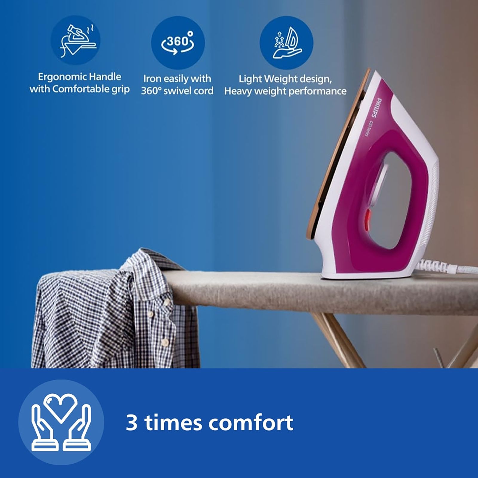 PHILIPS DST0610/30 1000 Watts Dry Iron (Temperature Control, Deep Purple) PHILIPS DST0610/30 1000 Watts Dry Iron (Temperature Control, Deep Purple)_6
