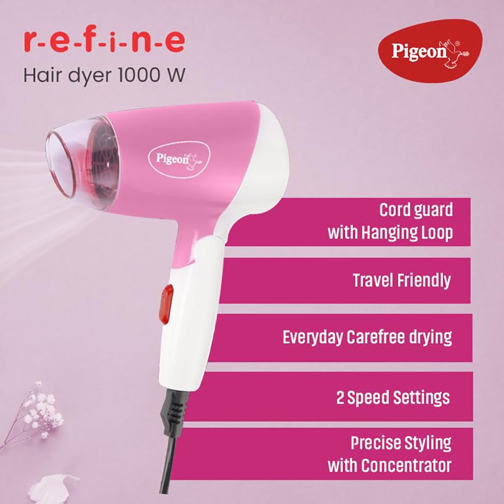 PIGEON Bloom Hair Dryer with 3 Heat Settings & Cool Shot (Auto Shut-off Function, Pink) PIGEON Bloom Hair Dryer with 3 Heat Settings & Cool Shot (Auto Shut-off Function, Pink)_3