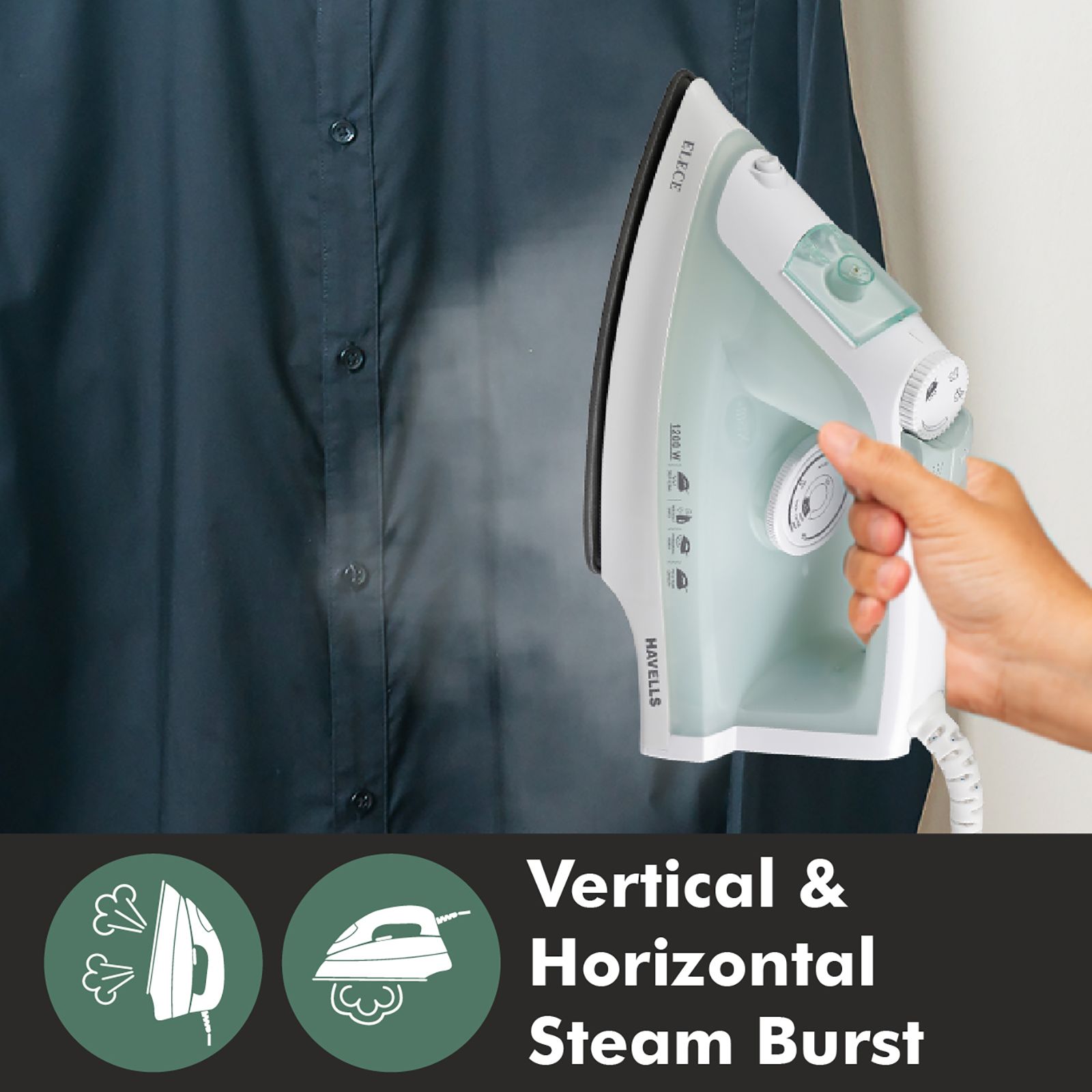HAVELLS Elece 1200 Watts 170ml Steam Iron (Vertical & Horizontal Steam, Pista Green) HAVELLS Elece 1200 Watts 170ml Steam Iron (Vertical & Horizontal Steam, Pista Green)_7
