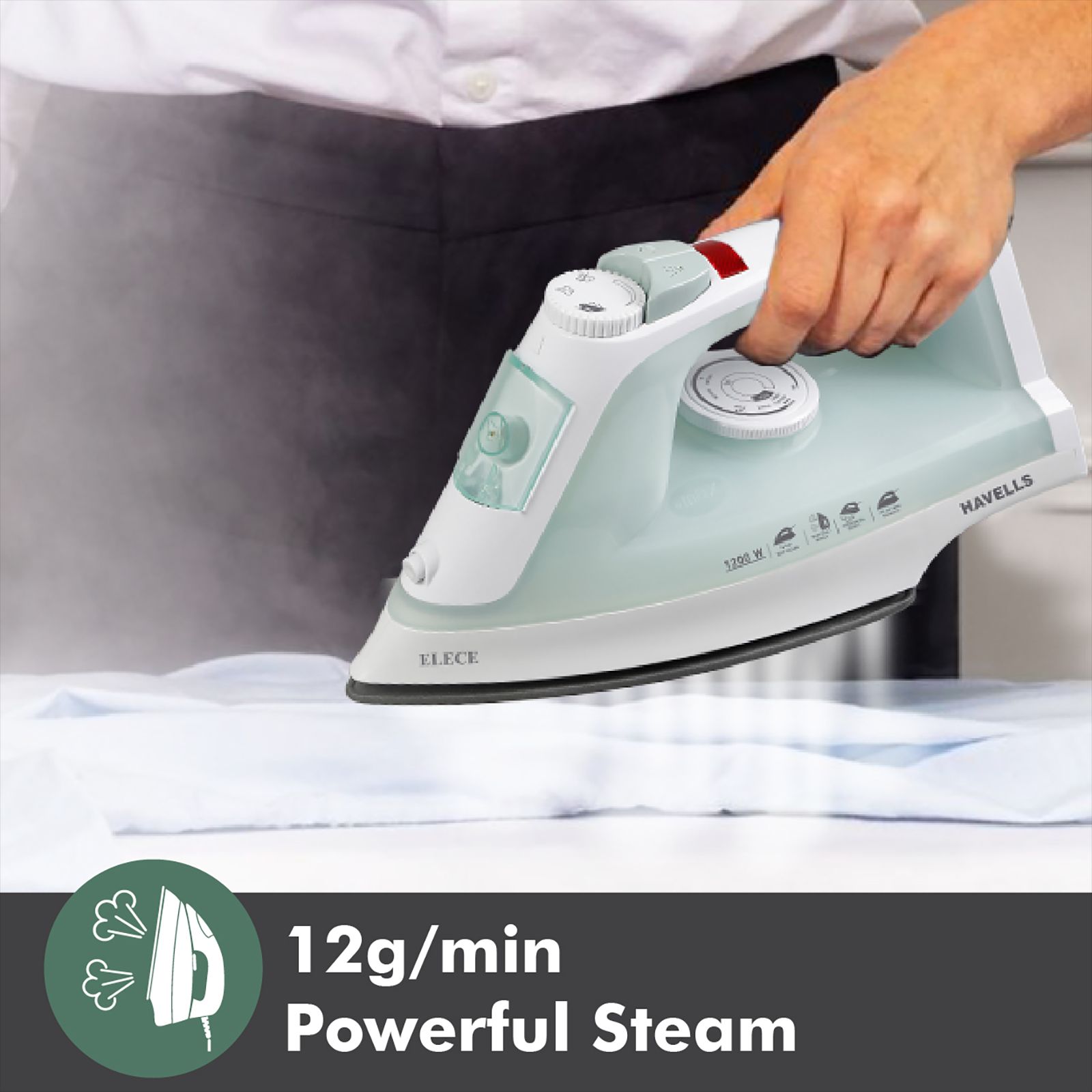 HAVELLS Elece 1200 Watts 170ml Steam Iron (Vertical & Horizontal Steam, Pista Green) HAVELLS Elece 1200 Watts 170ml Steam Iron (Vertical & Horizontal Steam, Pista Green)_8