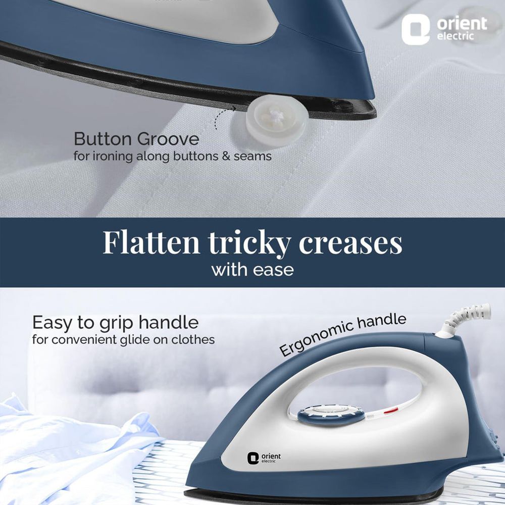 Orient Lyvi 1100 Watts Dry Iron (Quick Heat Technology, White & Blue) Orient Lyvi 1100 Watts Dry Iron (Quick Heat Technology, White & Blue)_6