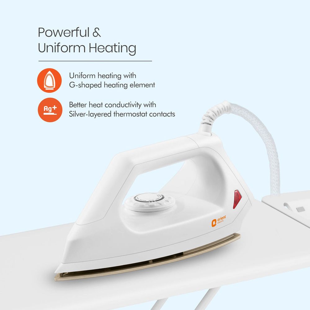 Orient Fabrismooth 1000 Watts Dry Iron (Temperature Control, White) Orient Fabrismooth 1000 Watts Dry Iron (Temperature Control, White)_8