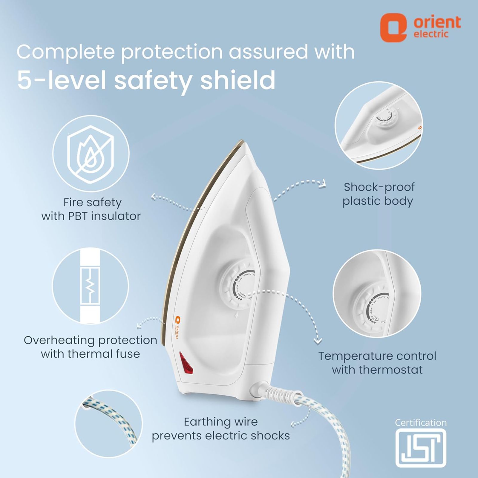 Orient Fabrismooth 1000 Watts Dry Iron (Temperature Control, White) Orient Fabrismooth 1000 Watts Dry Iron (Temperature Control, White)_12
