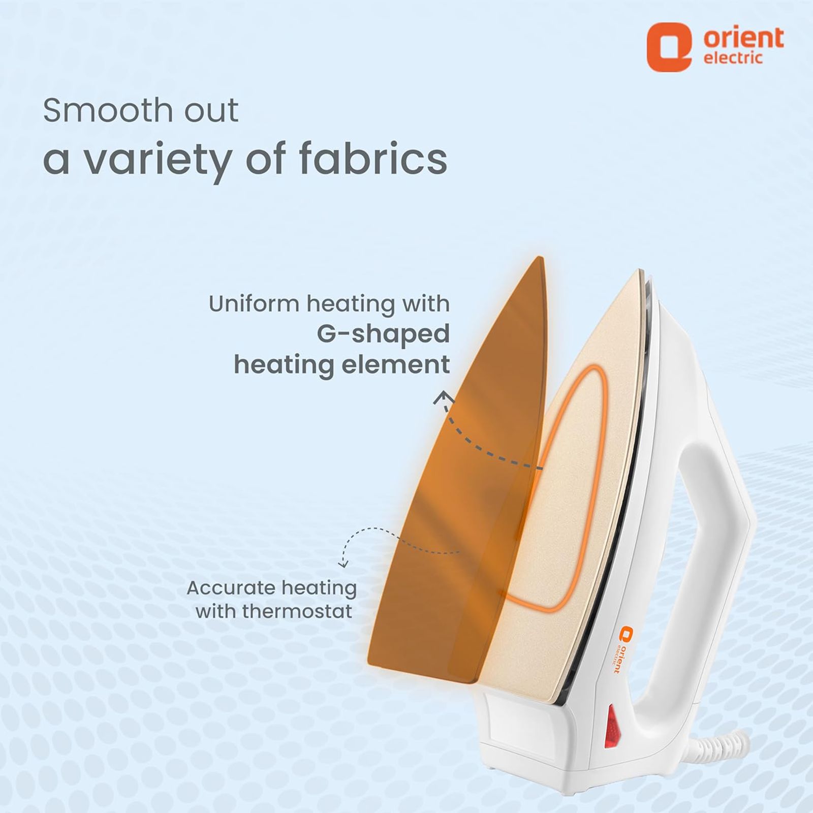 Orient Fabrismooth 1000 Watts Dry Iron (Temperature Control, White) Orient Fabrismooth 1000 Watts Dry Iron (Temperature Control, White)_15
