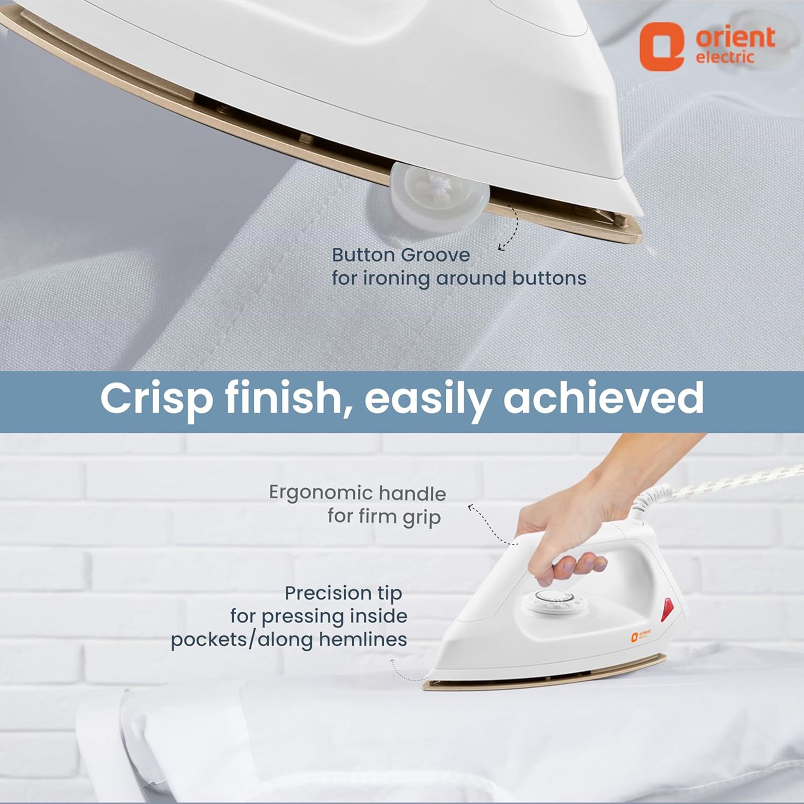 Orient Fabrismooth 1000 Watts Dry Iron (Temperature Control, White) Orient Fabrismooth 1000 Watts Dry Iron (Temperature Control, White)_6