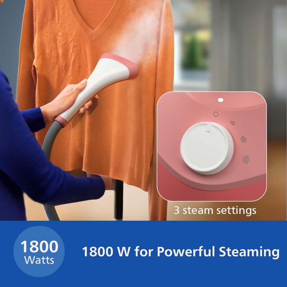 PHILIPS STE1020/40 1800 Watts Standing Garment Steamer (1800ml Water Tank, 3 Modes, Adjustable Double Poles, Soft Red) PHILIPS STE1020/40 1800 Watts Standing Garment Steamer (1800ml Water Tank, 3 Modes, Adjustable Double Poles, Soft Red)_4