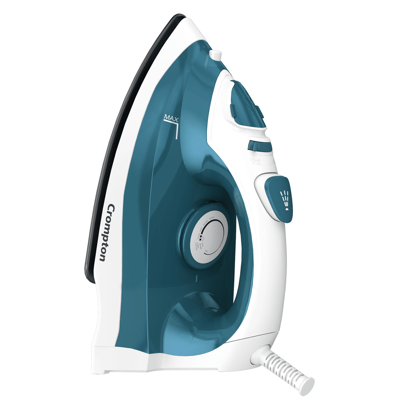 Crompton FabriMax Neo 1250 Watts 200ml Steam Iron (6 Fabric Settings, White & Teal) Crompton FabriMax Neo 1250 Watts 200ml Steam Iron (6 Fabric Settings, White & Teal)_4