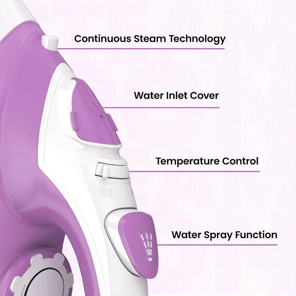 Crompton FabriMagic Neo 1440 Watts 200ml Steam Iron (6 Fabric Settings, White & Pink) Crompton FabriMagic Neo 1440 Watts 200ml Steam Iron (6 Fabric Settings, White & Pink)_11