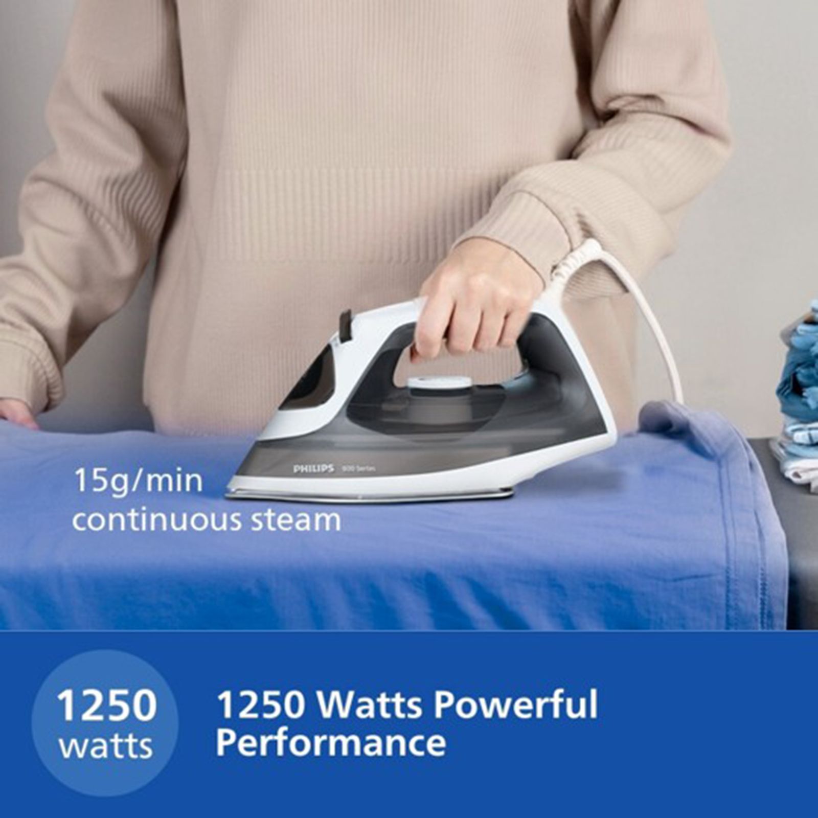 PHILIPS 800 Series 1250 Watts 170ml Steam Iron (Quick Calc Clean, Black) PHILIPS 800 Series 1250 Watts 170ml Steam Iron (Quick Calc Clean, Black)_5