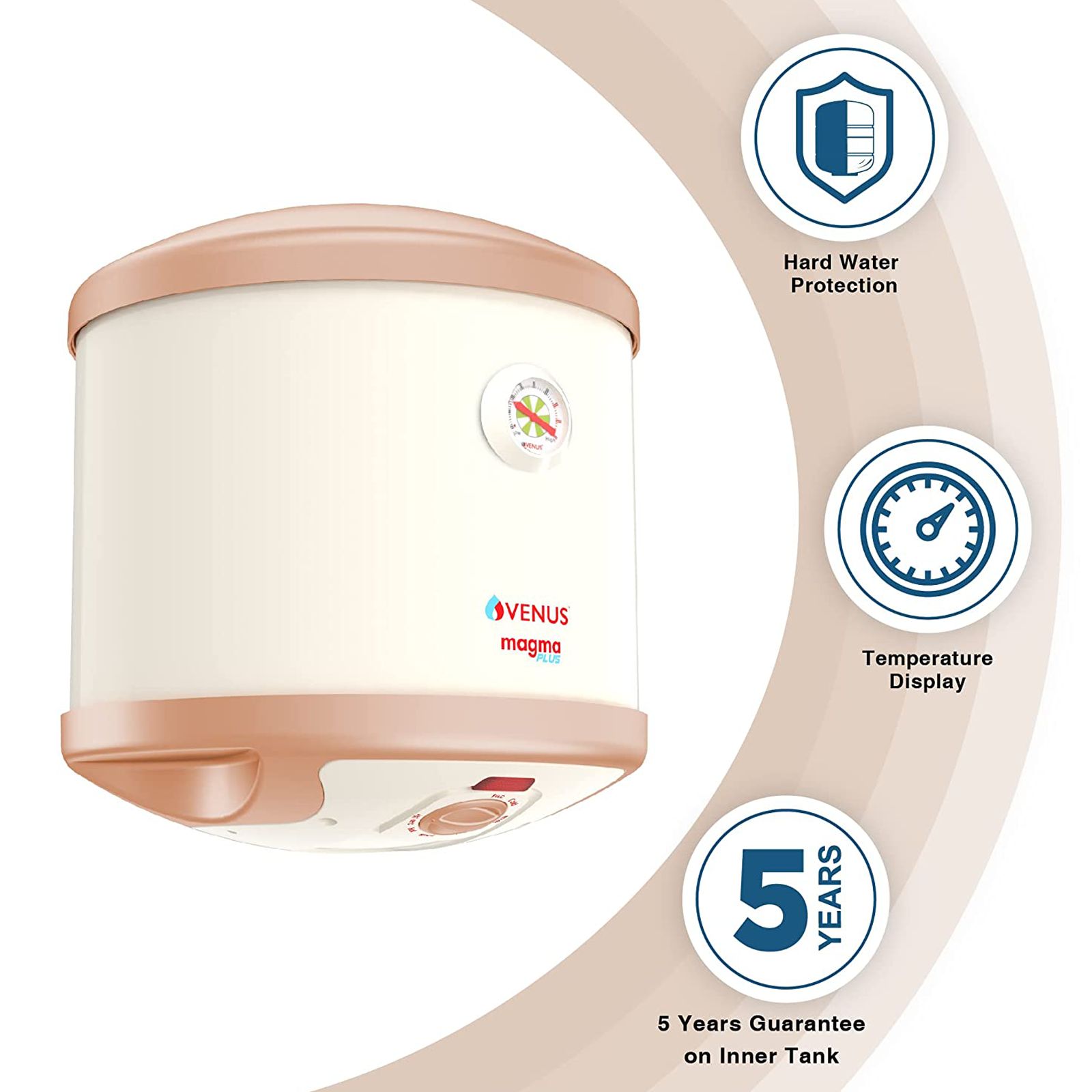 VENUS Magma Plus 6 Litres Storage Water Heater (3000 Watts, 6GV, Ivory)_5