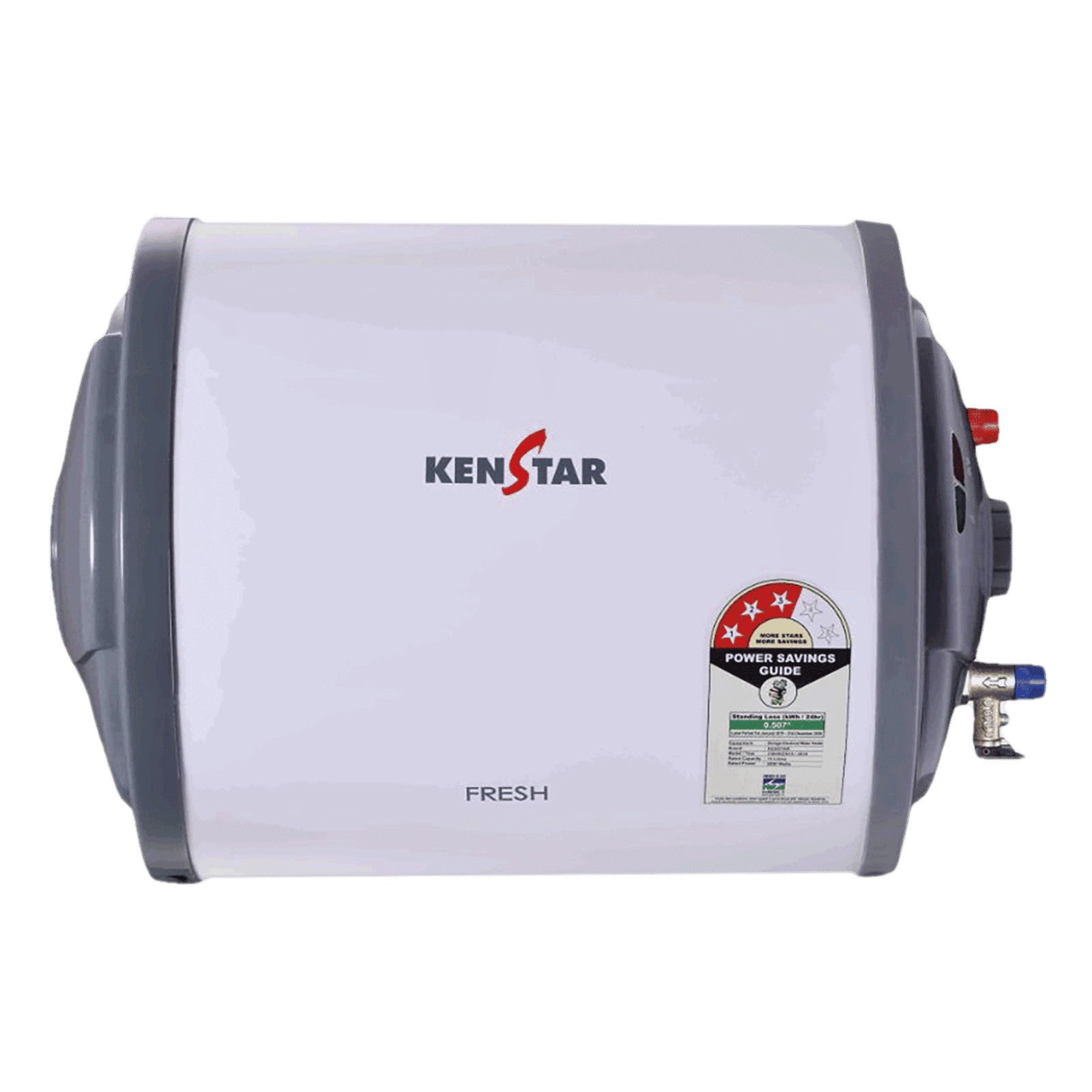 KENSTAR Fresh 10 Litres 3 Star Horizontal Storage Water Geyser with Built-in Thermostat (White/Grey)_1