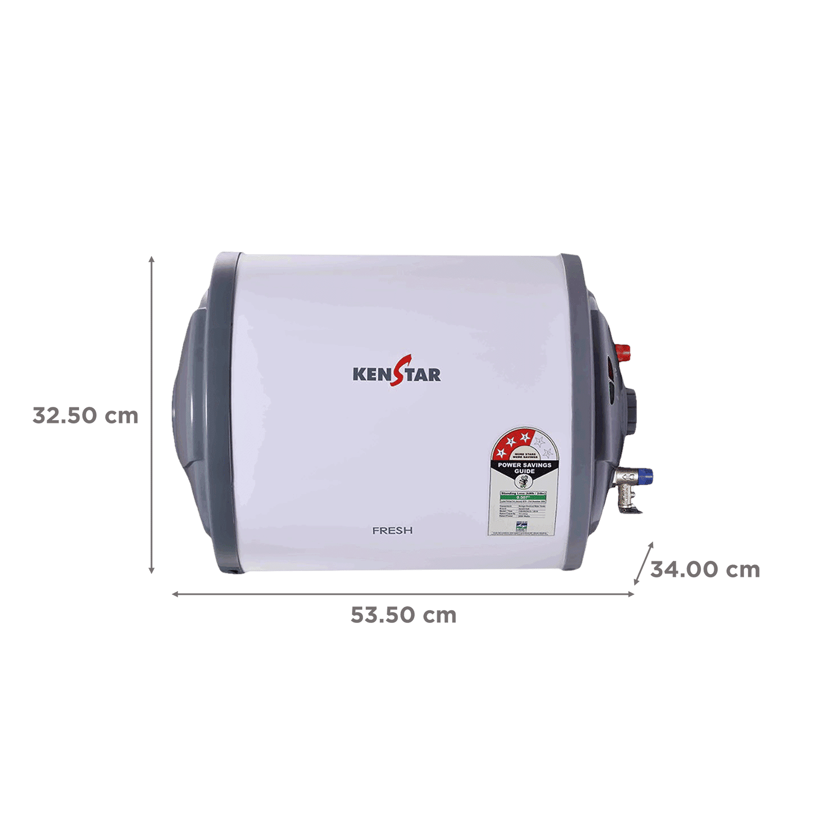KENSTAR Fresh 15 Litres 3 Star Horizontal Storage Water Geyser with Built-in Thermostat (White/Grey)_2