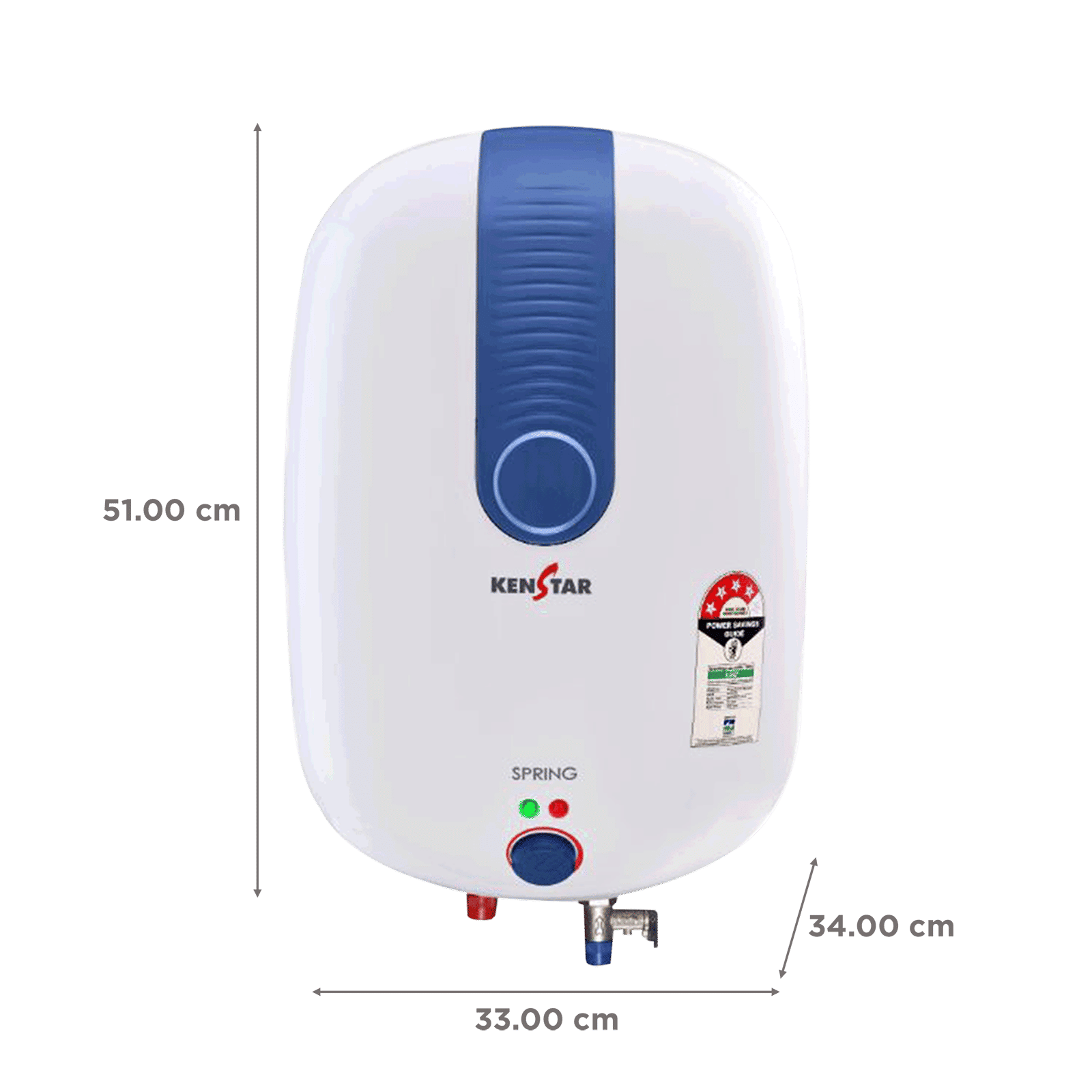KENSTAR Spring 15 Litres 4 Star Vertical Storage Water Geyser with Built-in Thermostat (White/Blue) KENSTAR Spring 15 Litres 4 Star Vertical Storage Water Geyser with Built-in Thermostat (White/Blue)_2