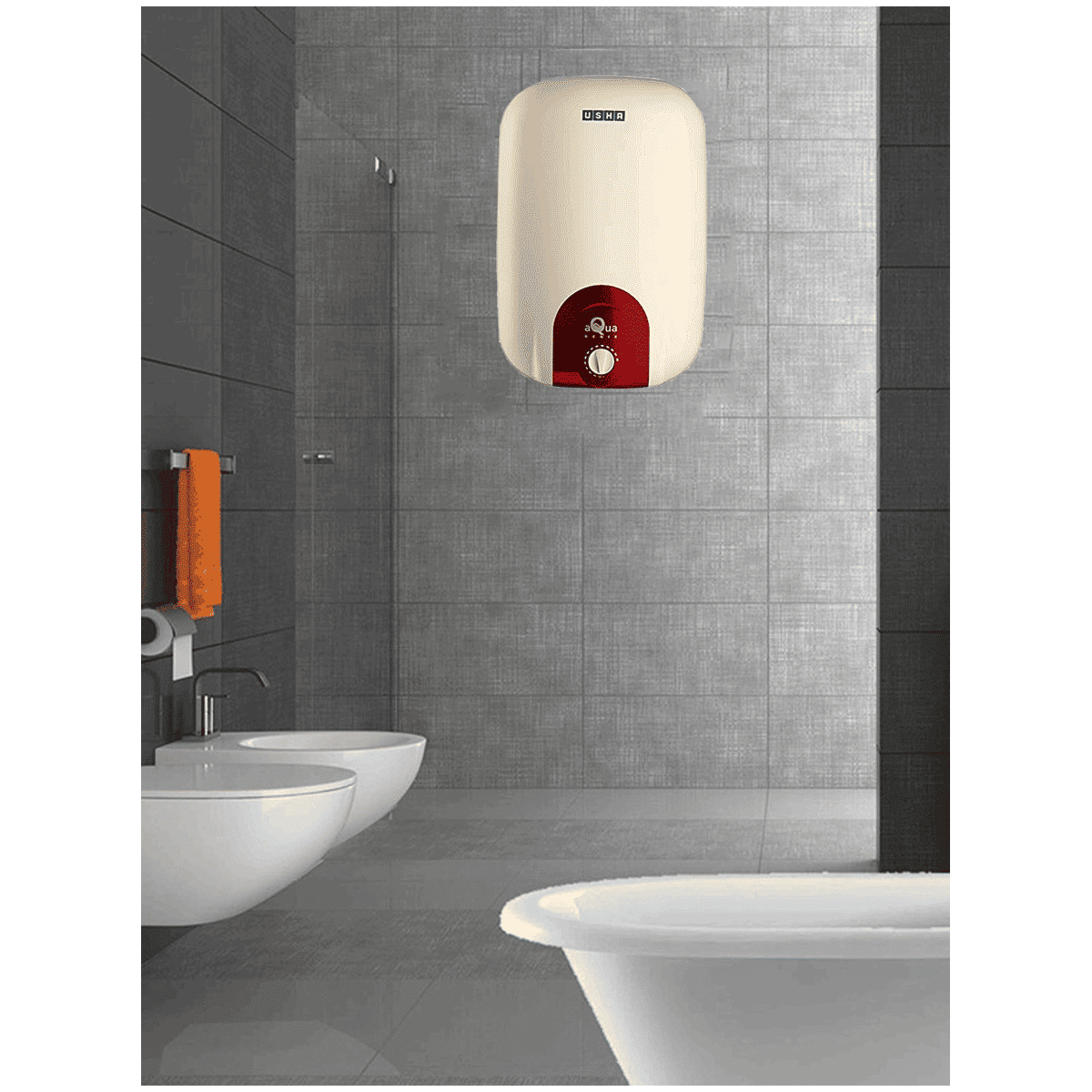 USHA Aqua Genie 10 Litre 5 Star Vertical Storage Geyser with Whirl Flow Technology (Ivory Wine)_5