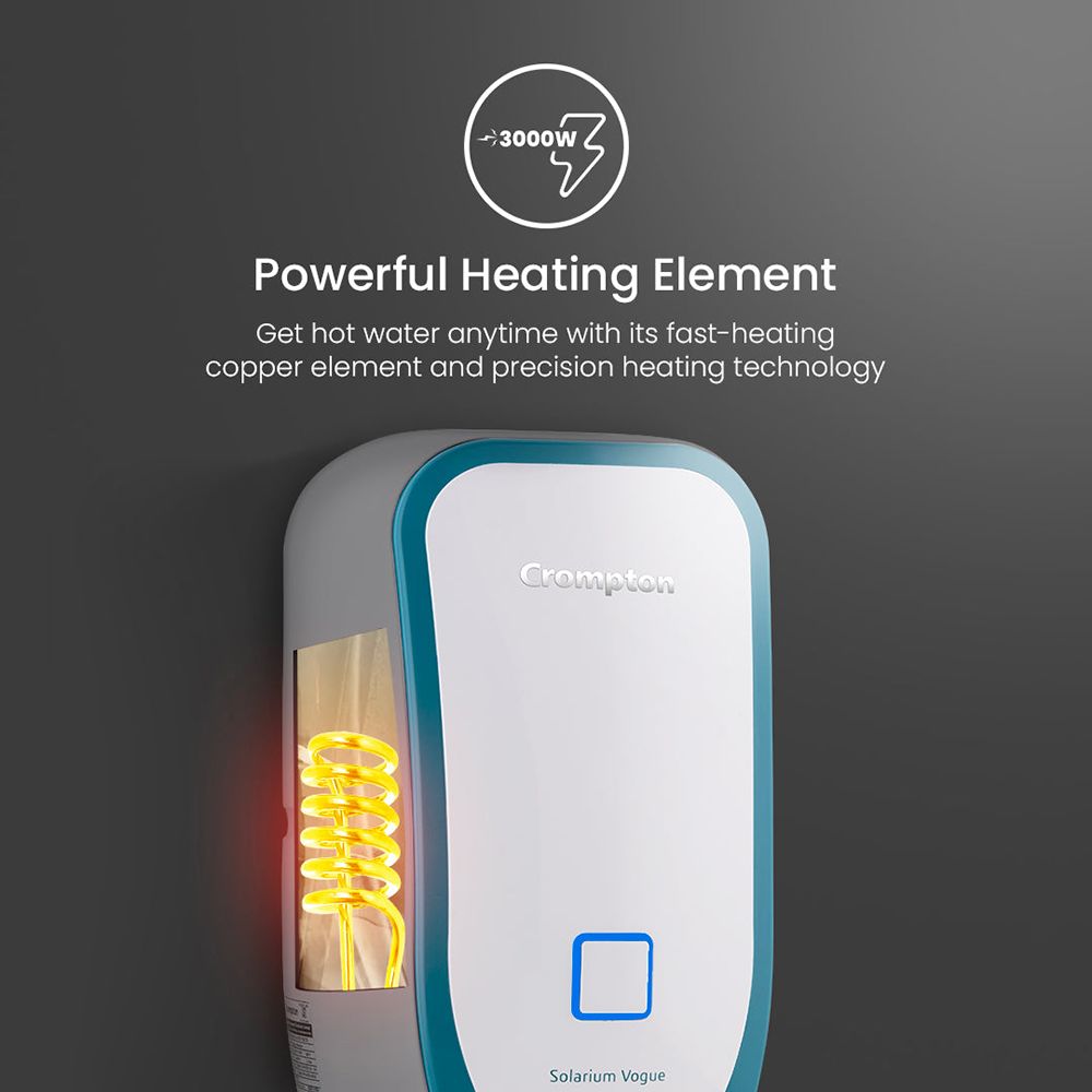Crompton Solarium Vogue 3 Litre Vertical Instant Geyser with Rust Proof (White & Turquoise Blue) Crompton Solarium Vogue 3 Litre Vertical Instant Geyser with Rust Proof (White & Turquoise Blue)_8