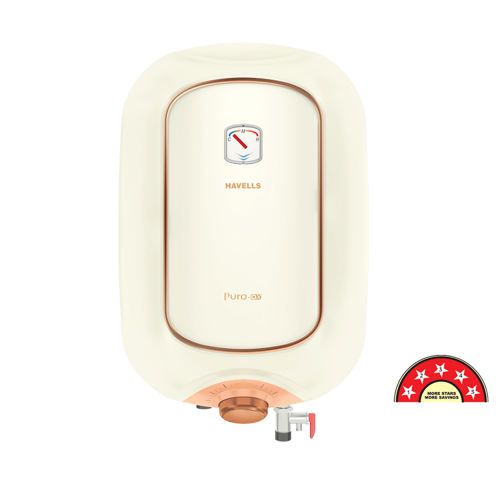 HAVELLS Puro DX 25 Litre 4 Star Vertical Storage Geyser with Feroglas Technology (Ivory Pink)_5