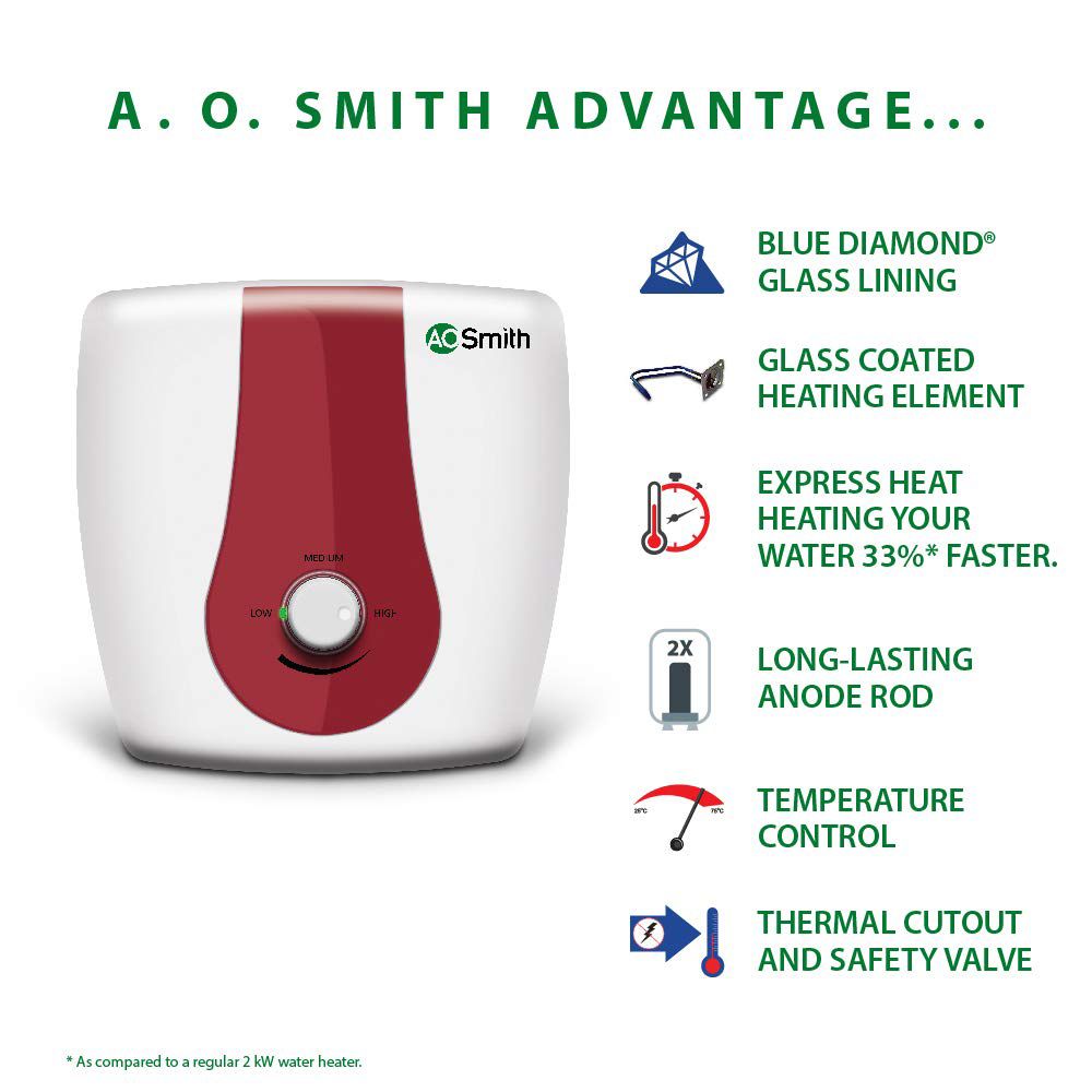 AO Smith Xpress 10 Litre 5 Star Vertical Storage Geyser with Safety Valve (White) AO Smith Xpress 10 Litre 5 Star Vertical Storage Geyser with Safety Valve (White)_8