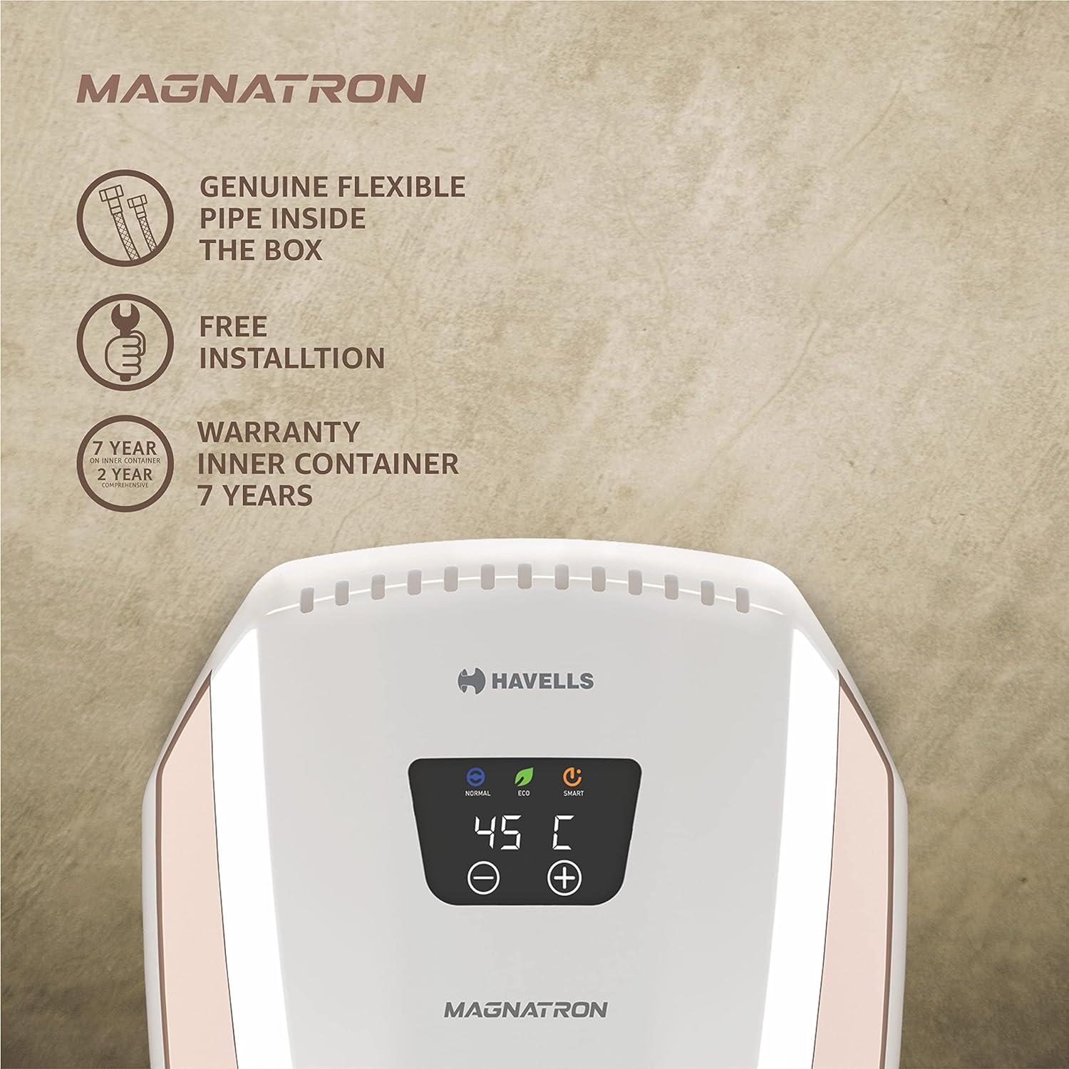 HAVELLS Magnatron 25 Litres 4 Star Vertical Storage Water Geyser with Built-in Thermostat (White Champagne Gold) HAVELLS Magnatron 25 Litres 4 Star Vertical Storage Water Geyser with Built-in Thermostat (White Champagne Gold)_12