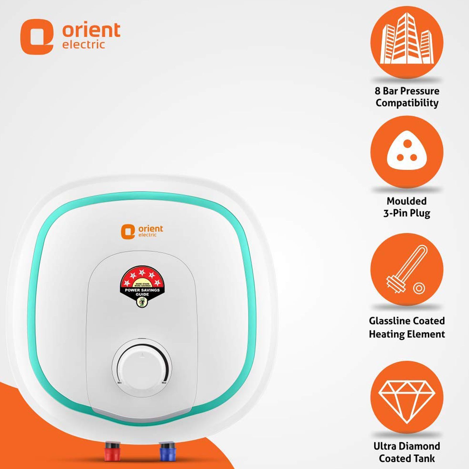 Orient Aquator 15 Litres 5 Star Vertical Storage Water Geyser with Glass Coated Incoloy Heating Element (White) Orient Aquator 15 Litres 5 Star Vertical Storage Water Geyser with Glass Coated Incoloy Heating Element (White)_8