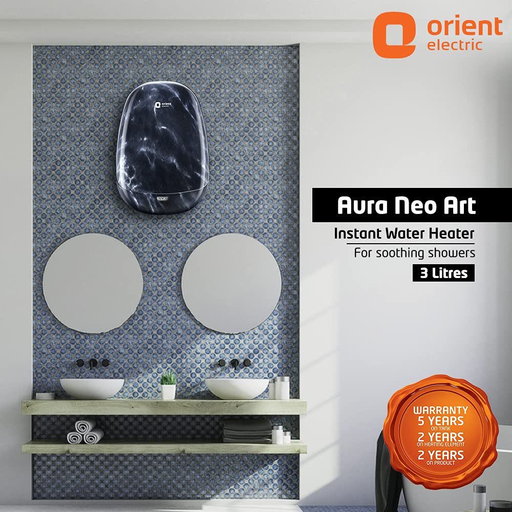 Orient Aura Neo Art 3 Litres Instant Water Geyser (3000 Watts, IWAN03WSM3-BL, White/Black (Marble Finish))_9
