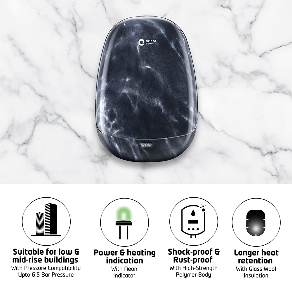 Orient Aura Neo Art 3 Litres Instant Water Geyser (3000 Watts, IWAN03WSM3-BL, White/Black (Marble Finish))_5