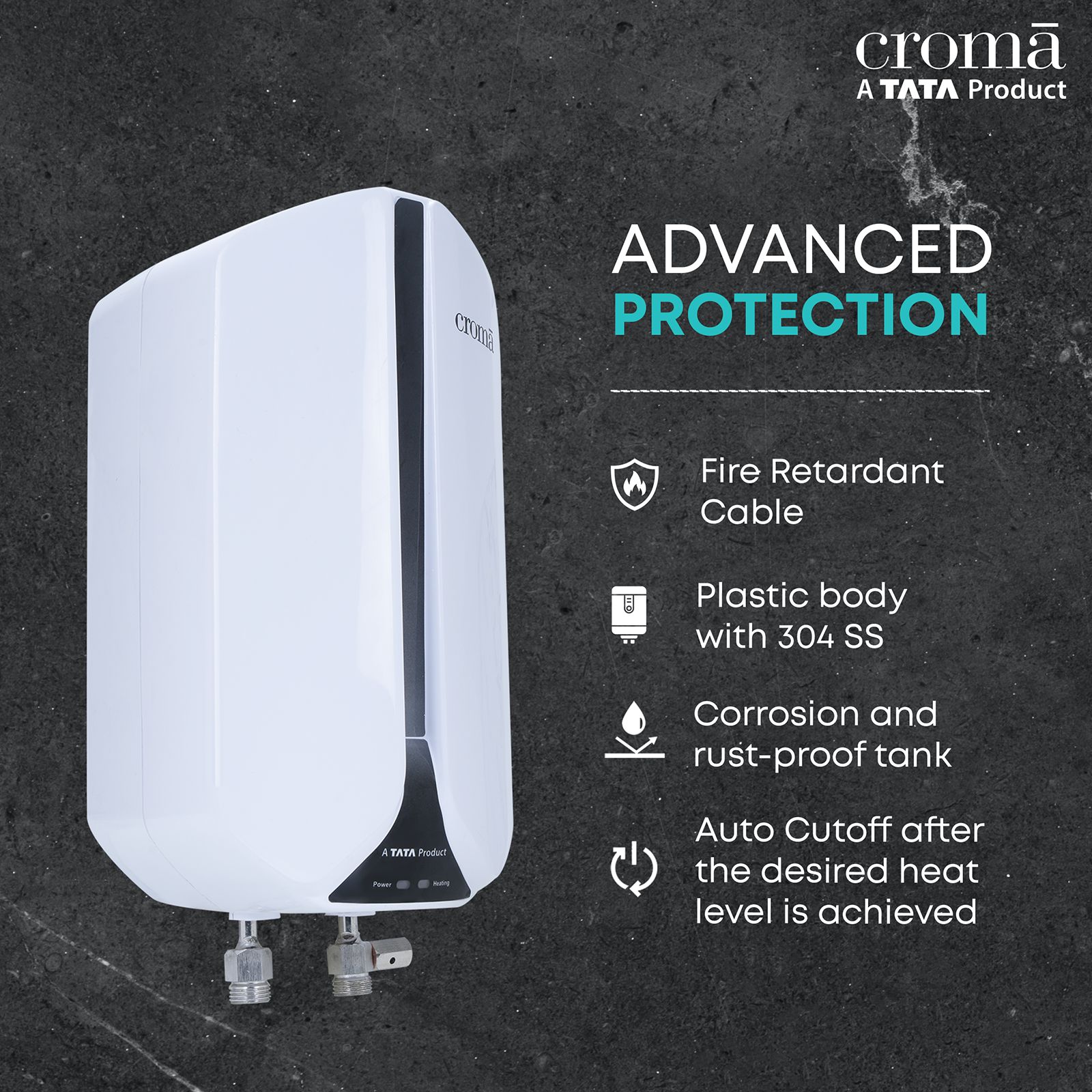 Croma 3 Litres Instant Geyser with Shock Proof Protection (White) Croma 3 Litres Instant Geyser with Shock Proof Protection (White)_6