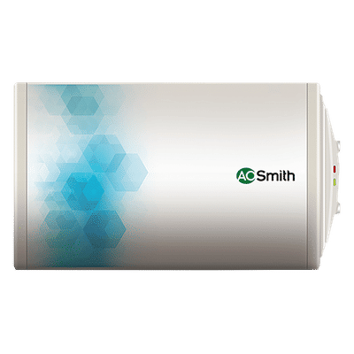 AO Smith 15 Litres 3 Star Horizontal Storage Water Geyser with Glass Coated Incoloy Heating Element (White)
