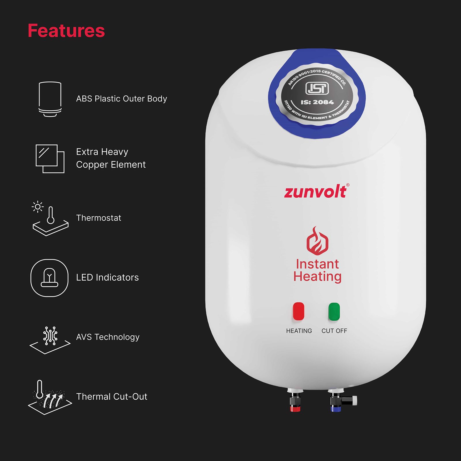 zunvolt 3 Litres Instant Water Geyser (3000 Watts, Geyser-3L, White)_6