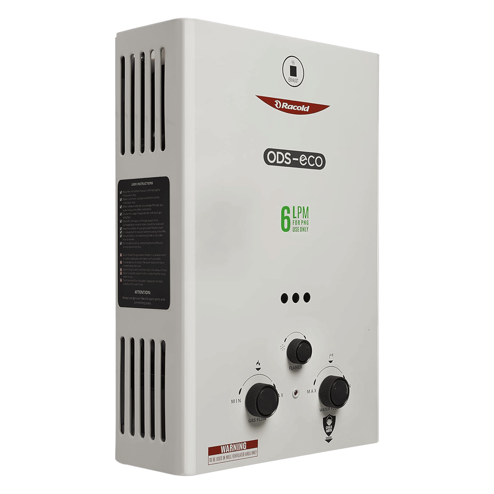 Racold PNG ODS-ECO 6 Litre Vertical Instant Geyser with Oxygen Depleting Sensor (White) Racold PNG ODS-ECO 6 Litre Vertical Instant Geyser with Oxygen Depleting Sensor (White)_4