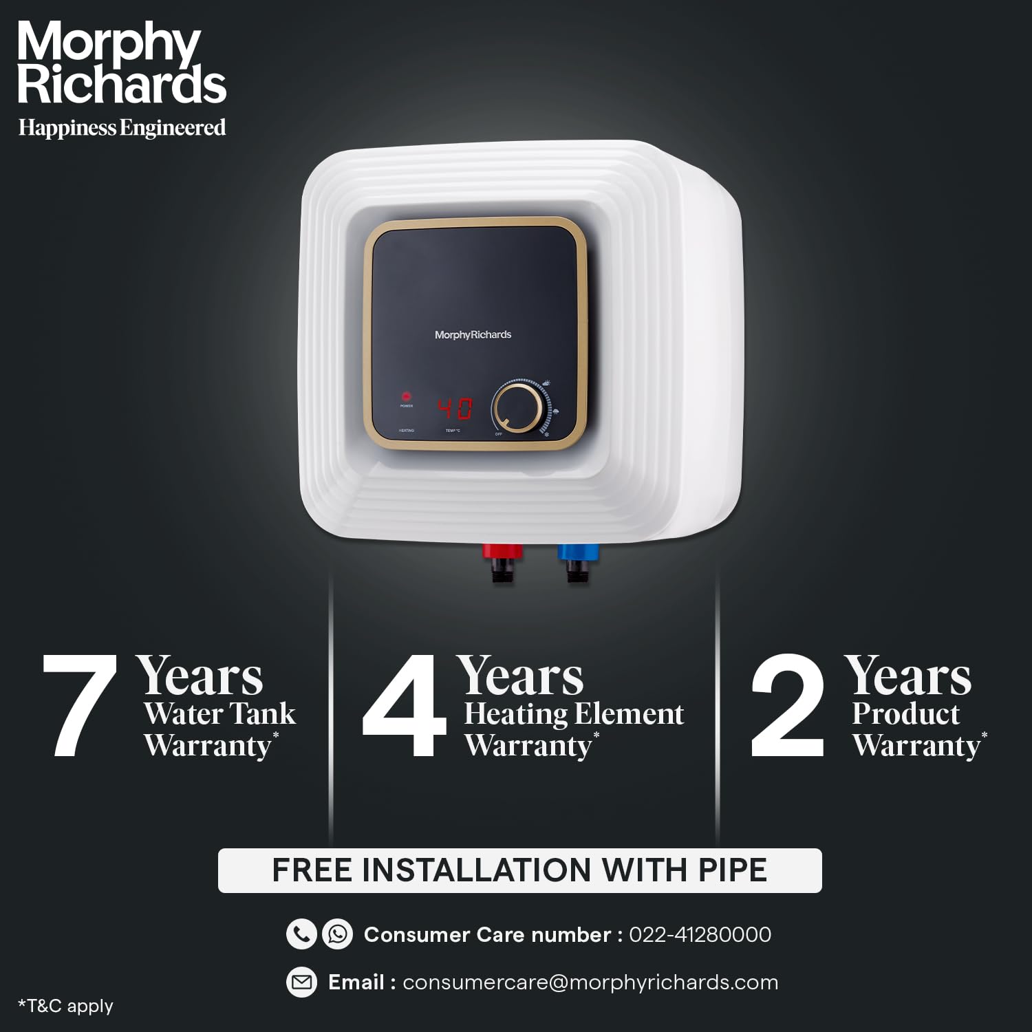 morphy richards Kube 25 Litres 5 Star Vertical Storage Water Geyser with Copper Heating Element (White and Grey) morphy richards Kube 25 Litres 5 Star Vertical Storage Water Geyser with Copper Heating Element (White and Grey)_9