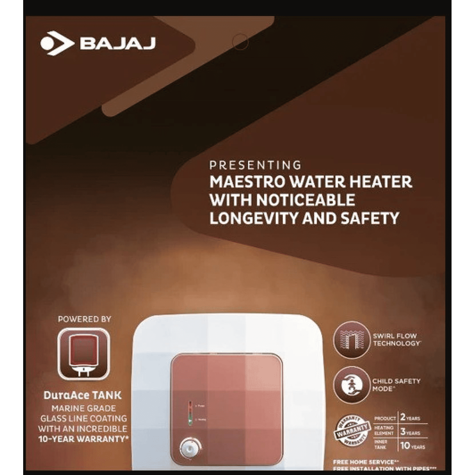 BAJAJ Maestro 15 Litre 5 Star Vertical Storage Geyser with Titanium Armour Technology (White & Beige) BAJAJ Maestro 15 Litre 5 Star Vertical Storage Geyser with Titanium Armour Technology (White & Beige)_7