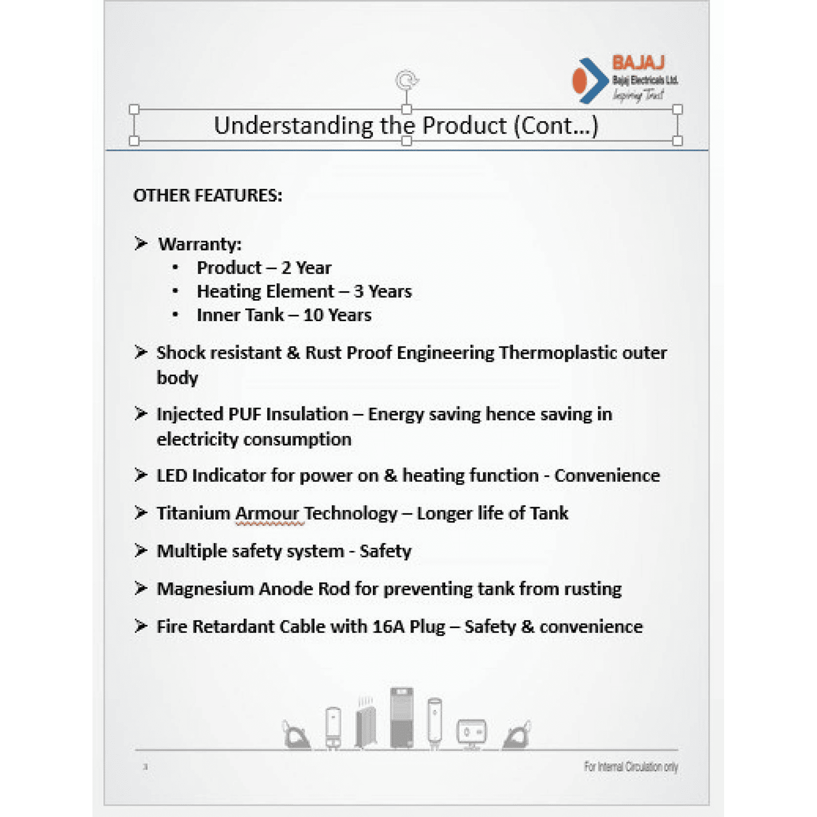 BAJAJ Maestro 15 Litre 5 Star Vertical Storage Geyser with Titanium Armour Technology (White & Beige) BAJAJ Maestro 15 Litre 5 Star Vertical Storage Geyser with Titanium Armour Technology (White & Beige)_8