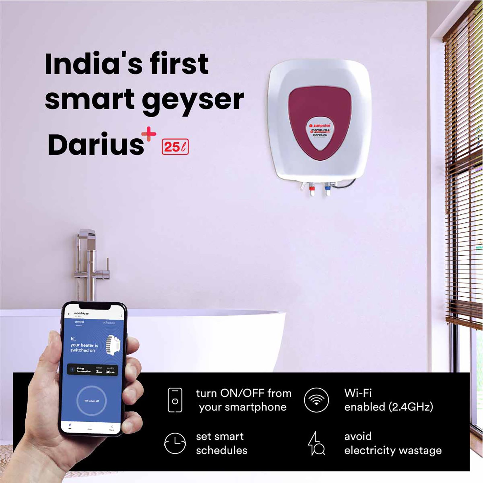 zunpulse Darius Plus 25 Litres 5 Star Vertical Smart Storage Water Geyser with Built-in Thermostat (White) zunpulse Darius Plus 25 Litres 5 Star Vertical Smart Storage Water Geyser with Built-in Thermostat (White)_5