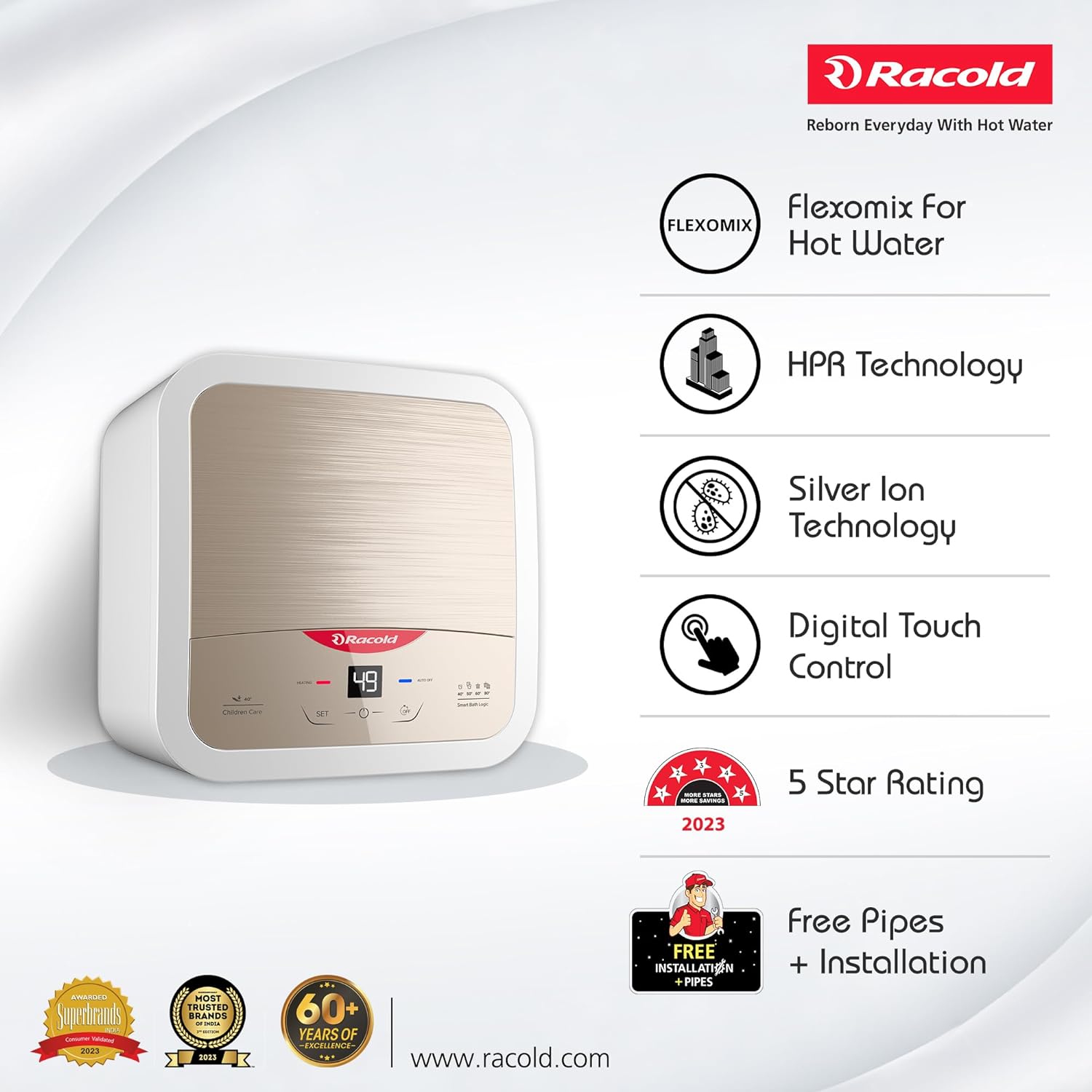 Racold Omnis DG 25 Litres 5 Star Vertical Storage Water Geyser with Built-in Thermostat (Sandstorm Gold) Racold Omnis DG 25 Litres 5 Star Vertical Storage Water Geyser with Built-in Thermostat (Sandstorm Gold)_11