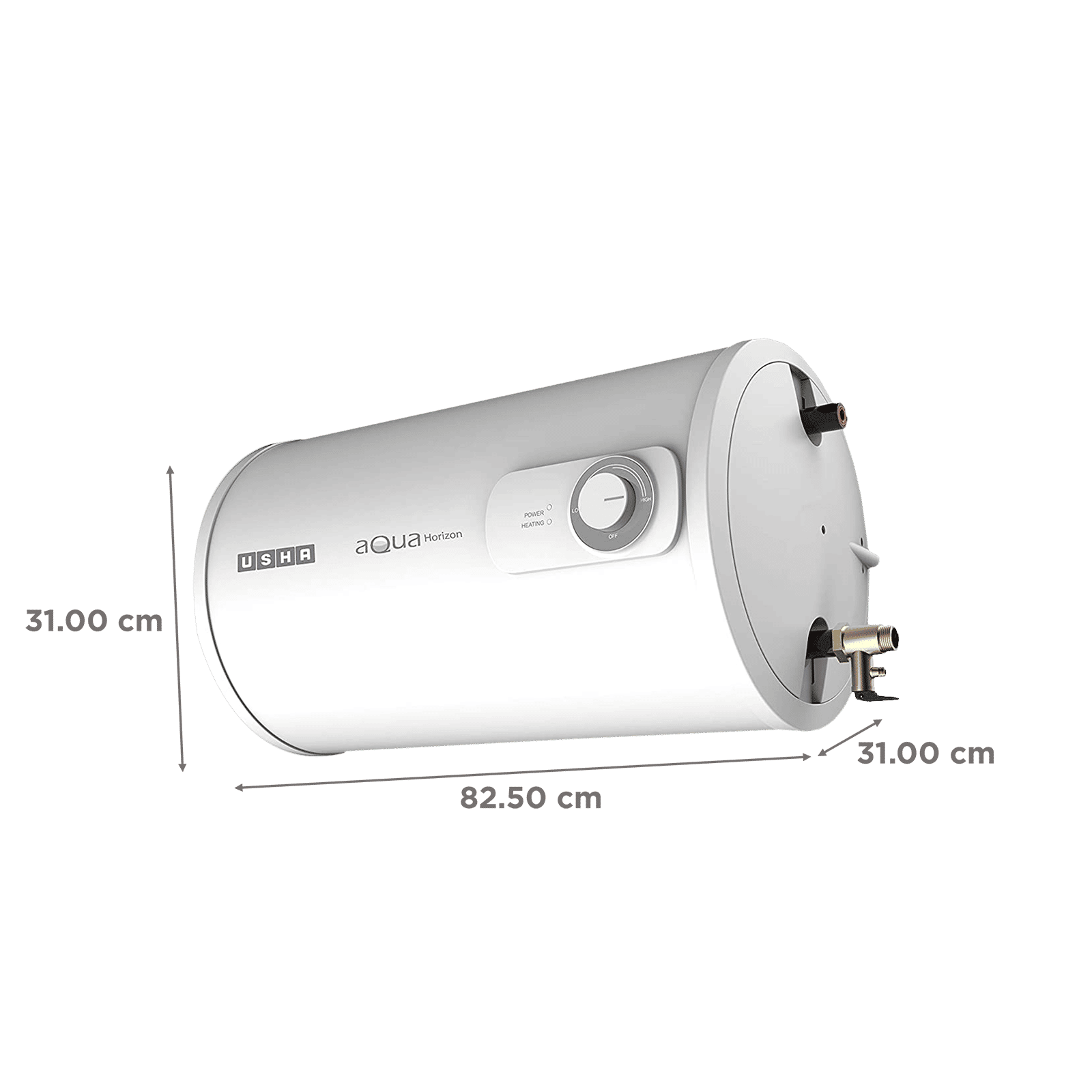 USHA Aqua Horizon 25 Litres 3 Star Horizontal Storage Water Geyser  with Short-circuit Protection (White)_2