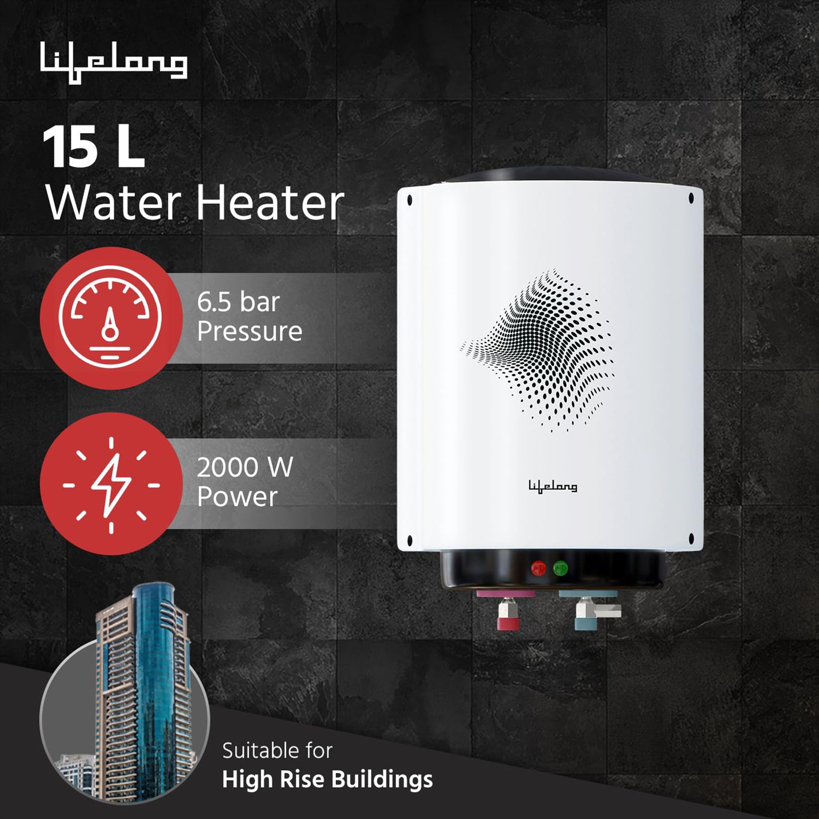 Lifelong 15 Litre 3 Star Vertical Mount Storage Geyser with Magnesium Anode Protection (White) Lifelong 15 Litre 3 Star Vertical Mount Storage Geyser with Magnesium Anode Protection (White)_2