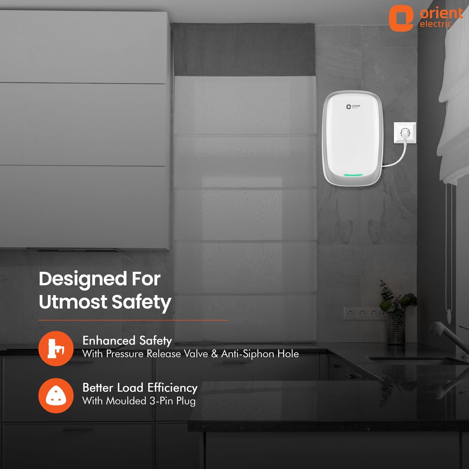 Orient Aura Plus 3 Litre Vertical Instant Geyser with 5 Level Safety Shield (White and Grey) Orient Aura Plus 3 Litre Vertical Instant Geyser with 5 Level Safety Shield (White and Grey)_8