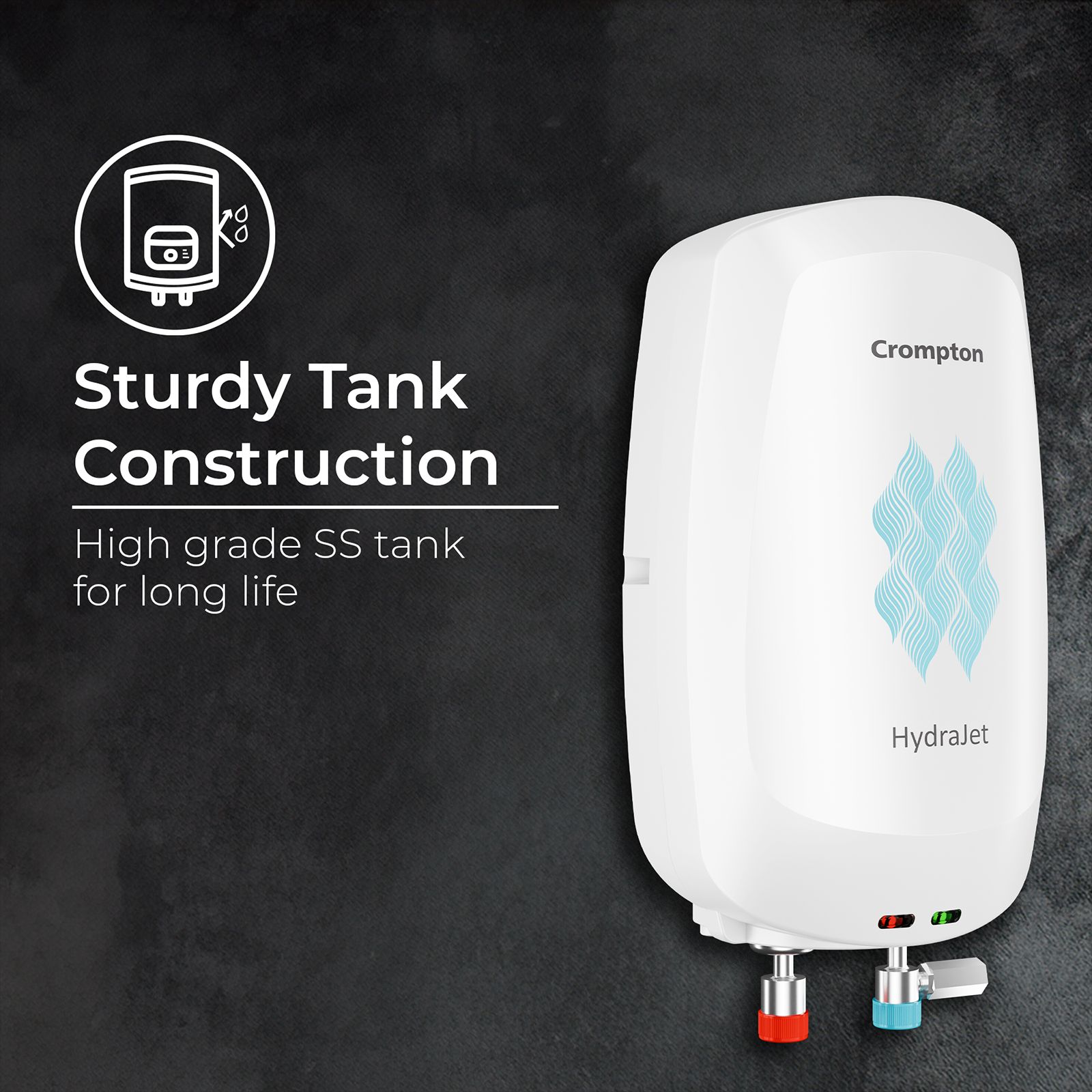 Crompton Hydrajet 3 Litre 5 Star Vertical Instant Geyser with Advanced 4 Level Safety (White) Crompton Hydrajet 3 Litre 5 Star Vertical Instant Geyser with Advanced 4 Level Safety (White)_6