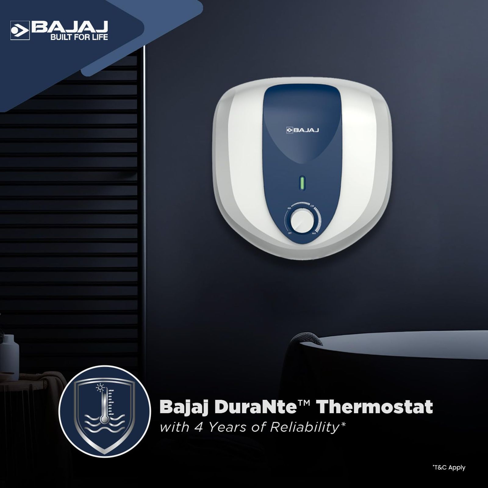 BAJAJ Armor Series Pentacle 10 Litre 5 Star Vertical Storage Geyser with Swirl Flow Technology (White and Blue)_8
