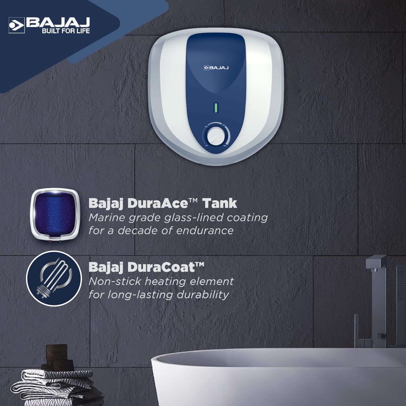 BAJAJ Armor Series Pentacle 25 Litre 5 Star Vertical Storage Geyser with Swirl Flow Technology (White and Blue) BAJAJ Armor Series Pentacle 25 Litre 5 Star Vertical Storage Geyser with Swirl Flow Technology (White and Blue)_9
